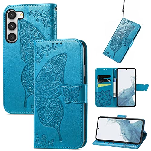 Étui pour Samsung Galaxy S23 König Design en cuir synthétique bleu premium