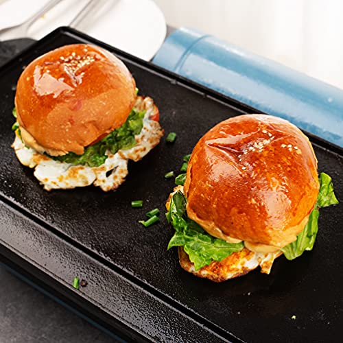 Max K 2-In-1 Cast Iron Grill & Griddle - Pre-Seasoned Reversible Grilling Plate - Oven, Campfire, Double Burner Stove Top Skillet - With Handles, Grease Reservoir - 20"X9" Inch #TOP4