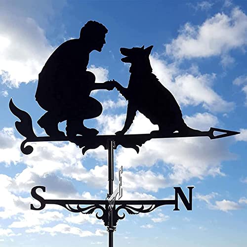 Girouette chien en fer forgé avec poteau de fixation rotatif durable