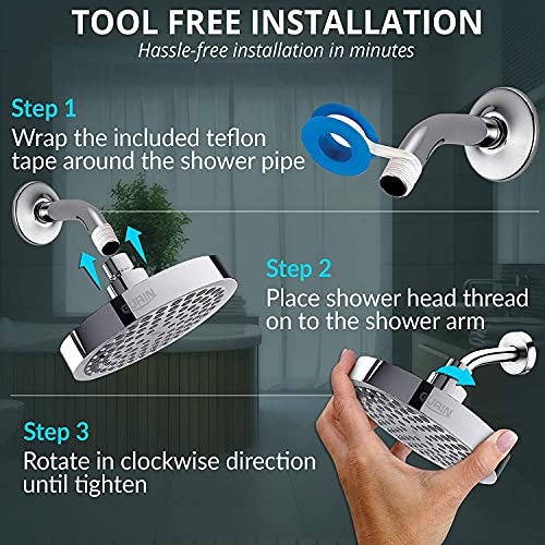 Gurin Shower Head High Pressure Rain, Luxury Bathroom Showerhead With Chrome Plated Finish, Adjustable Angles, Anti-Clogging Silicone Nozzles (California 1.8 Gpm) #TOP5