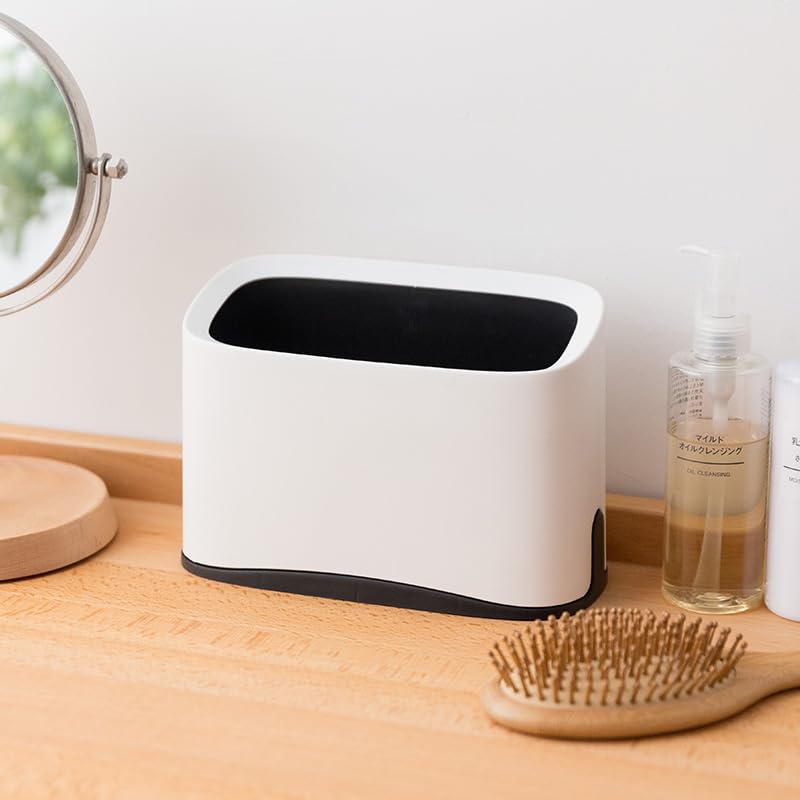 mini countertop trash can | tiny desktop dust-bin, mini waste basket| small | white