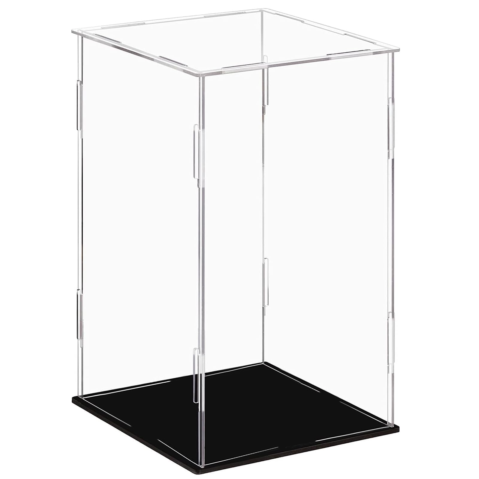 Tiutgen Acrylic Display Case with Black Base, Clear Display Box Acrylic Dustproof Showcase Assemble Countertop Display Stand Box for Action Figures Toys Collectibles Jewelry (15x15x25cm)