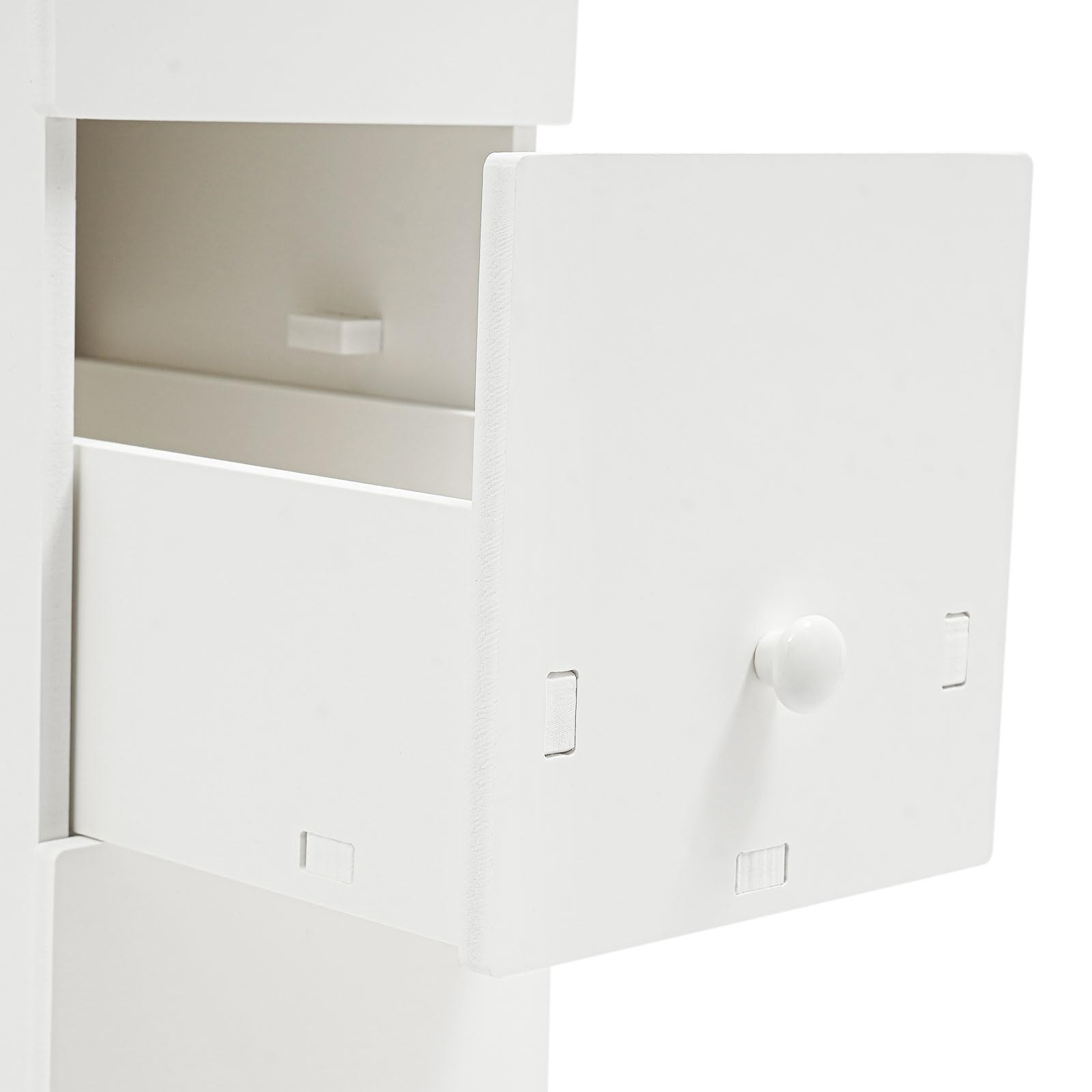 Armadio da bagno sottile larghezza 19,5 cm con 2 cassetti, 1 scomparti aperti e scatola per fazzoletti multiuso per cucina, bagno, 44 x 19,5 x 74 cm
