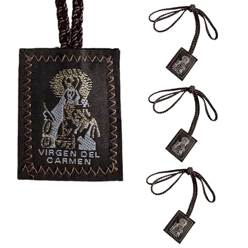 3 Pack Brown Escapulario De La Virgen Del Carmen, Green San Judas Tadeo Escapularios Catolicos, Red Virgen De Guadalupe Necklace Gift For Women Man Mexican Decoration