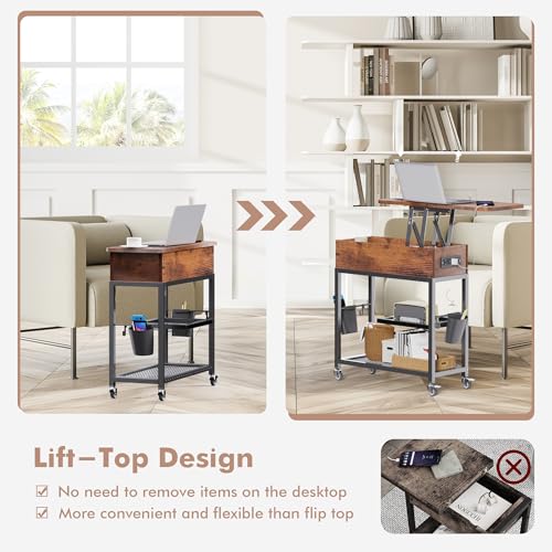 Image of Colima Lift-Top Side Table with Charging Station, USB Ports & AC Outlets