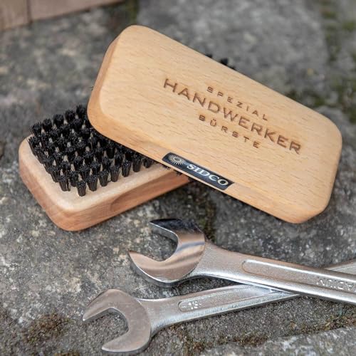 SIDCO Handwerkerbürste Nagelbürste Wildschweinborste Handwaschbürste Waschbürste dunkel