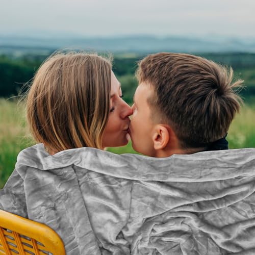 Wapasezyar Reisedecke, 127x152 cm Weiche Flugzeugdecke, Reisedecke Ultraleicht Warm, Verwandlungskissen, Kompaktes Kissen, Flugzeugdecke für Urlaub, Büro, Zuhause und Geschäftsreisen (Grau)