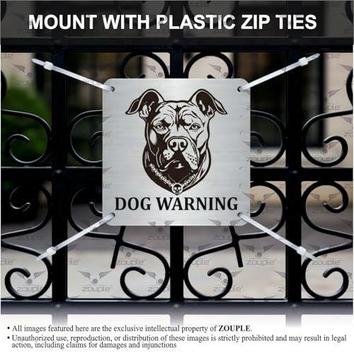 Image of Beware of Dog Sign, Pitbull, 8x8 Inch, Durable Steel, Triple Mount