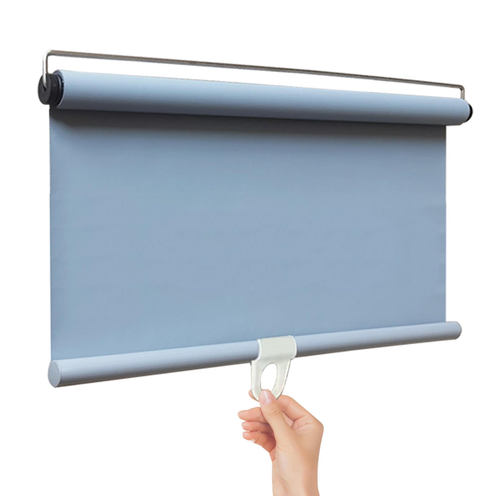 Kgudys Grey Sun Protection Roller Blinds,Retractable Blackout Blind Shade With Suction Cups,Roll Up Shades,Temporary Portable Window Cover Curtain, 40/50/60/80/100/110/140/150Cm Wide,-100X150cm(39.4X59in)