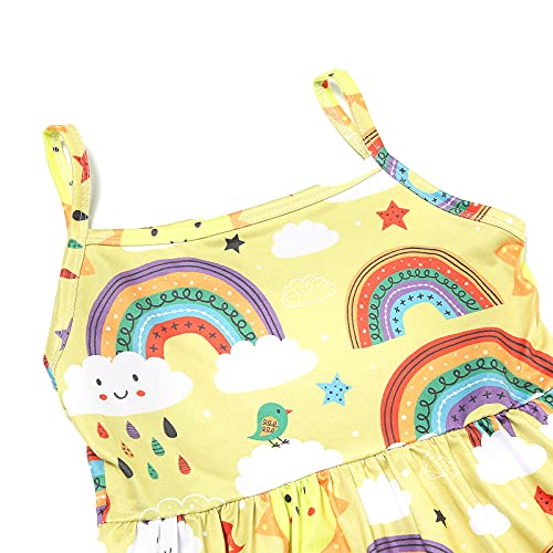 Toddler Girls Rainbow Spaghetti Strap Dress Ruffle Bottom Sleeveless Summer Apparel2