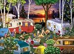 Vintage Campers Jigsaw Puzzle 1000 Piece by Vermont Christmas Company - Camping Puzzles for Adults & Families - Fully Interlocking & Randomly Shaped Pieces - 26 5/8" x 19 1/4"