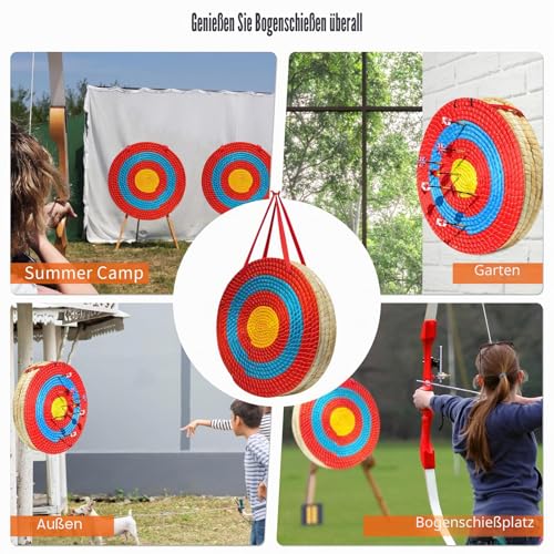 Laurraine Bogenschießen-Zielscheibe, solides Stroh, rundes Ziel, traditionelles Bogenpfeil-Ziel, verwendet für Outdoor-Sportarten, Bogenschießen, Darts und Schießübungen für Erwachsene, 50 cm x 5
