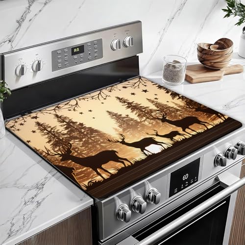 Image of Forest Deer Stove Top Covers for Electric Stove, Wild Animals Electric Gas Stove Pad Heat Resistant Range Cooktop Protector for Home Decor Kitchen 28 inchx20 inch