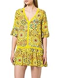 Cuello de pico Desigual Top_Java Swimwear Cover Up, amarillo, M para Mujer