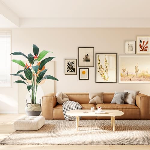 Artificial Bird of Paradise Plant 6FT(72in) Fake Palm Tree for Indoor Outdoor Modern Decor Faux Plants for Home Office Perfect Housewarming Gift with 17 Trunks Faux Leaves and 3 Faux Flowers 2 Pack