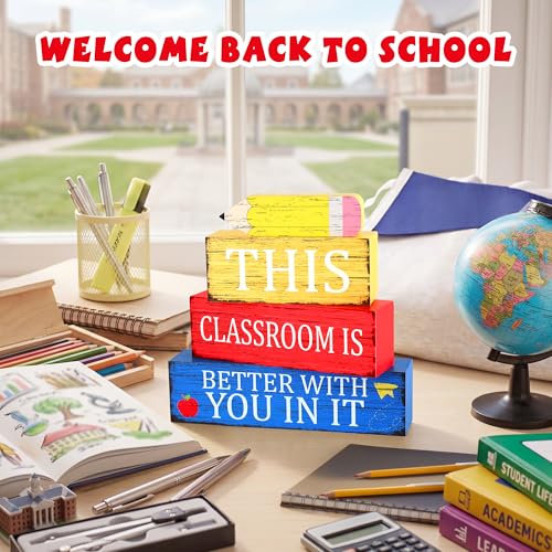 Image of 4 Pcs Teacher Appreciation Wooden Tiered Tray Decor