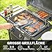 Outsunny Gasgrill 5 KW 2 Brenner BBQ Grillwagen Edelstahl inkl Seitentisch Unterkorb Frontabdeckung Thermometer Emaille-Grillrost Warmhalterost Fettauffangschale, Gas-Grill mit Rolle für Balkon Party
