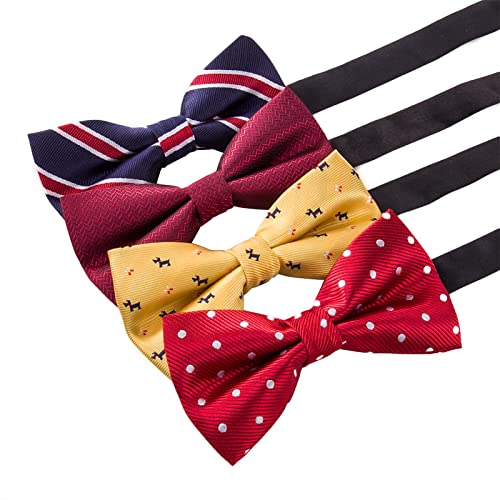 Image of AUSKY 8 PACKS Elegant Adjustable Pre-tied Bow Ties for Men Boys (1&4&5&6&8 Pack for option)