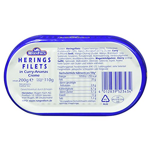 Rügenfisch Heringsfilet in Curry-Ananas Creme, 200g