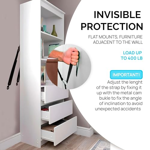 image for Family Care TV Safety Straps 4 Pack+Gift - Metal Furniture Straps for 