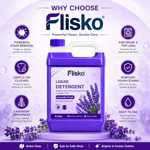 Image of Liquid Detergent 10 Litre (2 x 5 L) | Powerful Stain Removal | Rose & Lavender Fresh Fragrance | Gentle on Clothes | For Front & Top Load Washing Machines