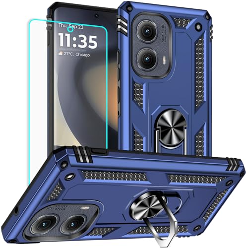 Protège-écran et étui antichoc Motorola Edge 2024 bleu contre chutes et casses