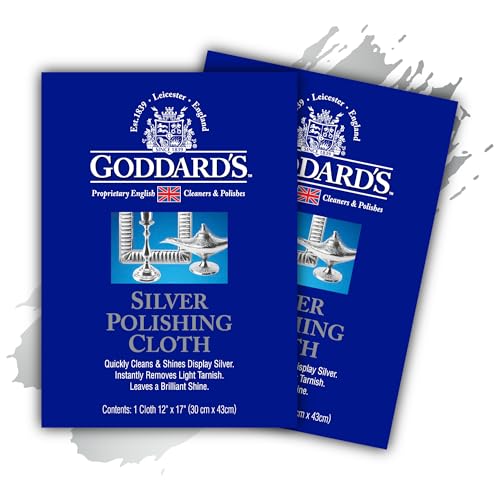 Goddards Silver Polishing Cloth for Jewelry Remove Tarnish on Plated or Sterling Silver Gold Antiques and Leaves Tarnish Protection 2 Cloths