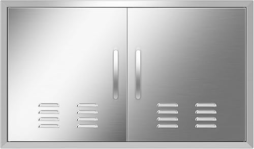 Miniatura 20 de Puertas de cocina para exteriores, 30 pulgadas de ancho x 21 pulgadas de alto, puertas de acceso para barbacoa de acero inoxidable con rejillas