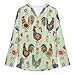 Womens Bodysuit Chicken Mural T Shirts Long Sleeve Hoodie V Neck Pullover Tops, 2026