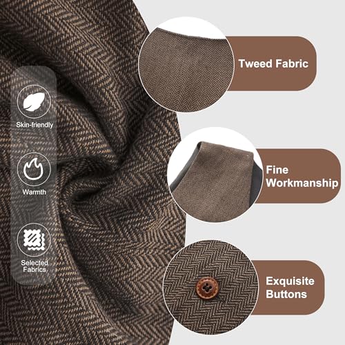 MllesReve Mens Suit Vest Herringbone Tweed V Neck Slim Fit Formal Vests Casual Business Waistcoat4