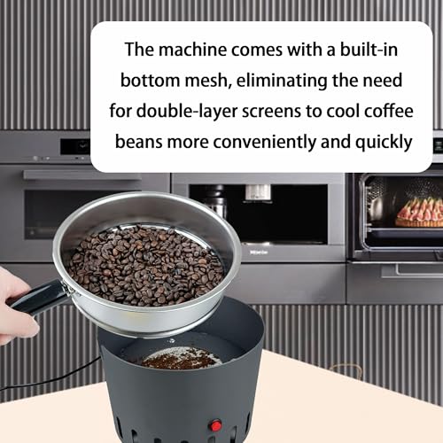 Image of Coffee Bean Cooler Electronic Bean Cooling Machine with 304 Stainless Steel Mesh Two Layers 1.3lb Big Capacity Household Roasting (1 Layer with Handle)