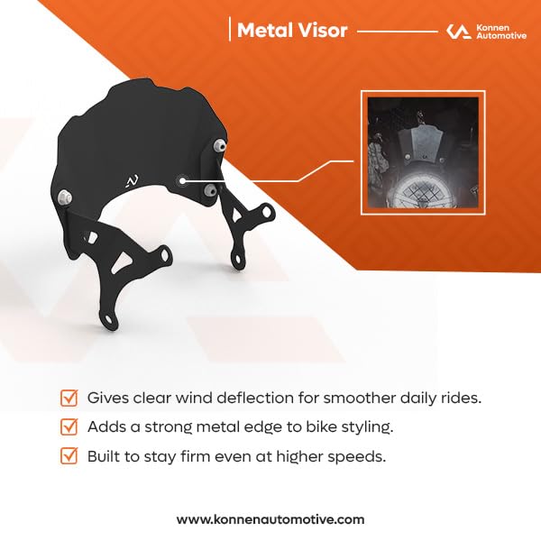 Image of Metal Visor Compatible with Triump Speed 400 | Bike Windscreen | Windshield (Black, Pack of 1) (Updated Design)