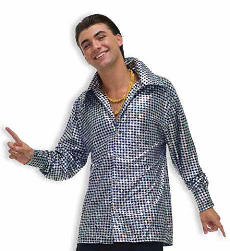 Forum Novelties mens Plus-size 70's Disco Fever Hustling Hunk Costume Shirt Party Supplies, Silver, Plus