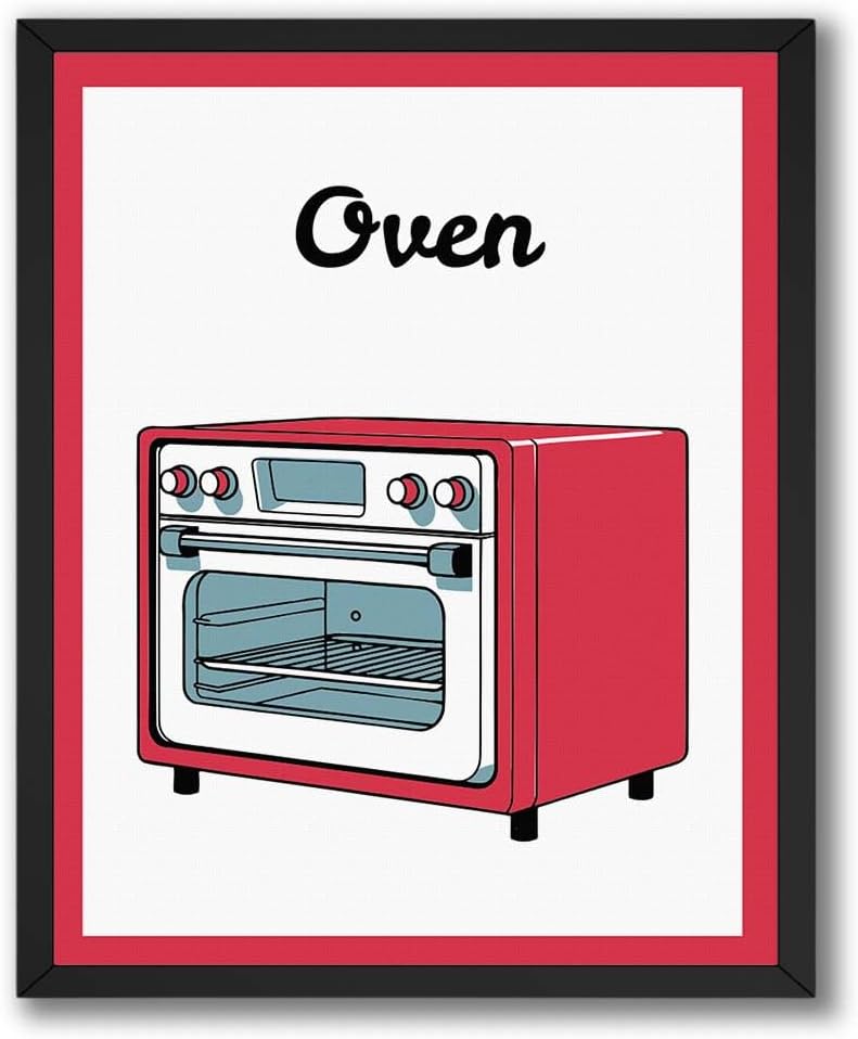 InkFlow Posters Kitchen Oven Poster - Retro Oven Illustration Art - Minimal Culinary Graphic Print - Modern Kitchen Wall Decor Accent - Cooking Space Gift - 24x32 Unframed Canvas Print