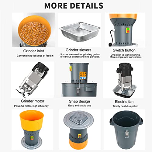 Image of 6.6 Gallon Electric Corn Grinder Mill for Chicken Feed, Grain Mill Grinder