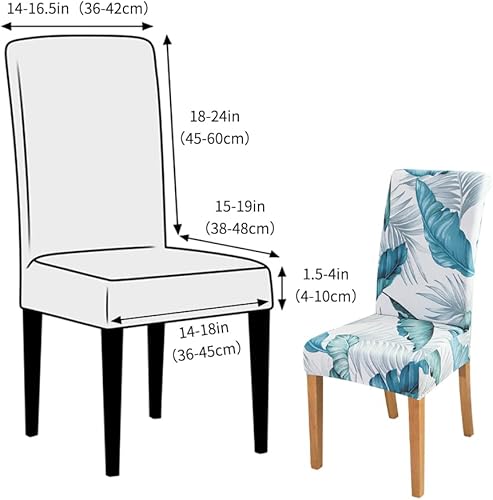 Miniatura 5 de Forcheer - Juego de 6 fundas elásticas para sillas de comedor con estampado elástico para sillas de comedor, lavable, extraíble para cocina, hotel,