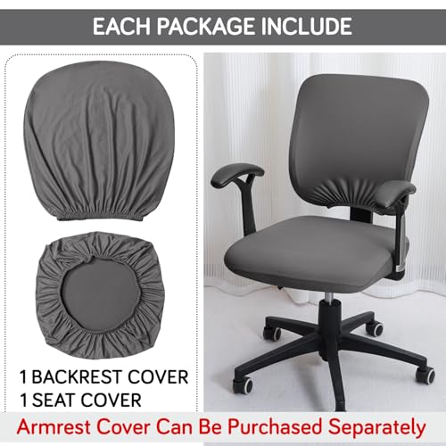 Image of HOKIPO 'SereneSolids' 140 GSM Office Chair Cover for Task Chair - 140 GSM Stretchable Fabric - Washable & Anti-Slip - Fits Small Office Chairs Without Headrest, Grey (AR-5224-GRY)