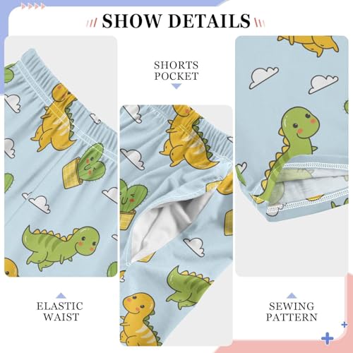 ZZKKO Cute Dinosaur Cactus Boys Pants for Kids Jogger Pants with Pockets S-XL4