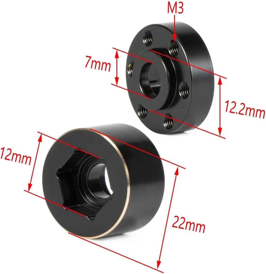 Brass Weights 6mm 9mm 12mm 15mm 22mm Wheel Hex Hub Widen Adapter for 1.9 2.2 Beadlock Wheels 1/10 RC Crawler Axial SCX10 Capra TRX4 TRX6 VS4-10 Gen8 (6mm)