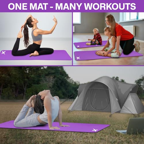 Xn8 Sports Yoga mat 10mm & 15mm Thick NBR Exercise Mat - Non-Tearable Pilates Mat with Extra Carry Strap - Yoga Mats for Women Men for Aerobics Lunges Planks Indoor & Outdoor 61L x20Wx1.5 & 1Th - Image 4