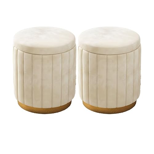 Home Pouf Ottoman, Round Velvet Cylinder Shape Fade Resistant Ottoman