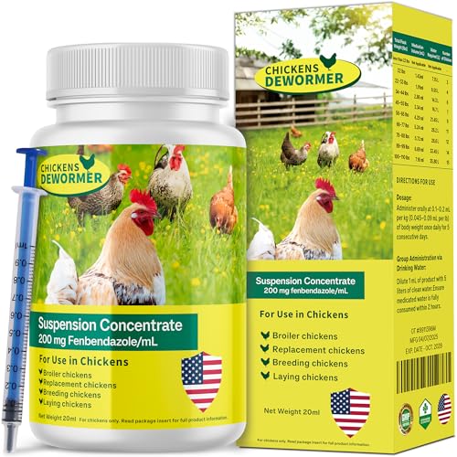 Bingbrofam Dewormer for Chickens Laying Hens Poultry & More Fenbendazole for All Wormers Tapeworms Roundworms & Hookworms 20ml