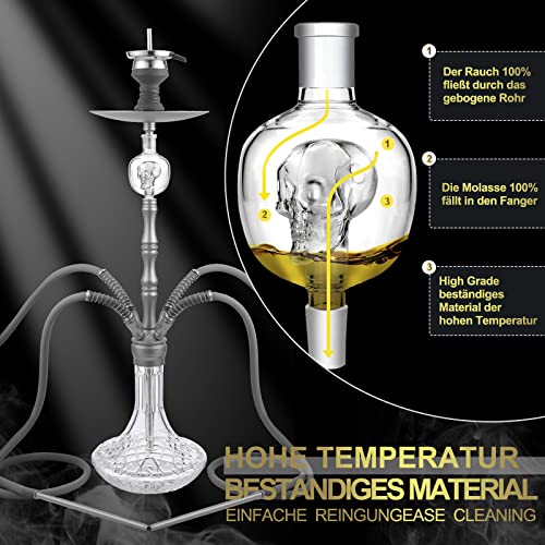 RYOSEE 93cm Shisha-Set, 4 Schläuche und Griffe, Alu-Rauchrohr, ausgestattet mit Ölsammler, Glas-Zigarettenspitze, Einweg… – Bild 4
