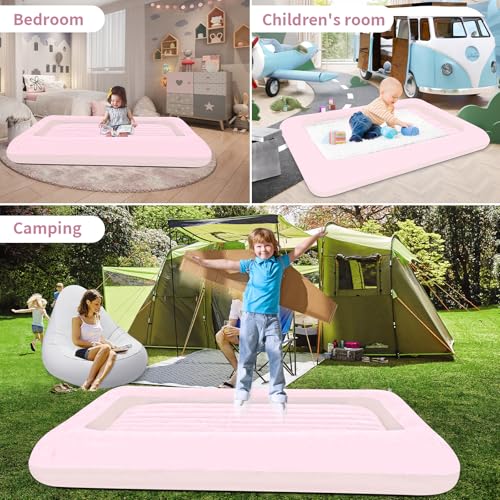 Air Mattress for Kids：Portable Fast Kid air Mattress, Surface with Plush Smooth Comfortable Ideal for Living Room, Room and Outdoor Camping use（Pink） by EQURROY - Image 6