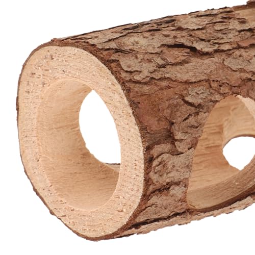 Toddmomy Tubo de túnel de madeira para ratos hamster, casa de hamster de madeira, pequenos animais,