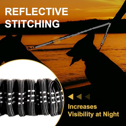 MingXpet 2 Dog Leash, Dog Leash for 2 Dogs, 360° Swivel No Tangle Double Walking Training Leashes for Large Dogs that Pull, Comfortable Shock Absorbing Reflective Bungee, Black by MingXpets - Image 5