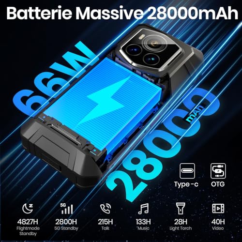 Image of FOSSIBOT F107 Pro 5G Rugged Phone Unlocked, 200-megapixel 4K Ultra-high-Definition Camera, 30GB + 512GB Storage Smartphone, 28000mAh Battery Phone, Android 15,6.95 inch 120Hz Display Waterproof Phones
