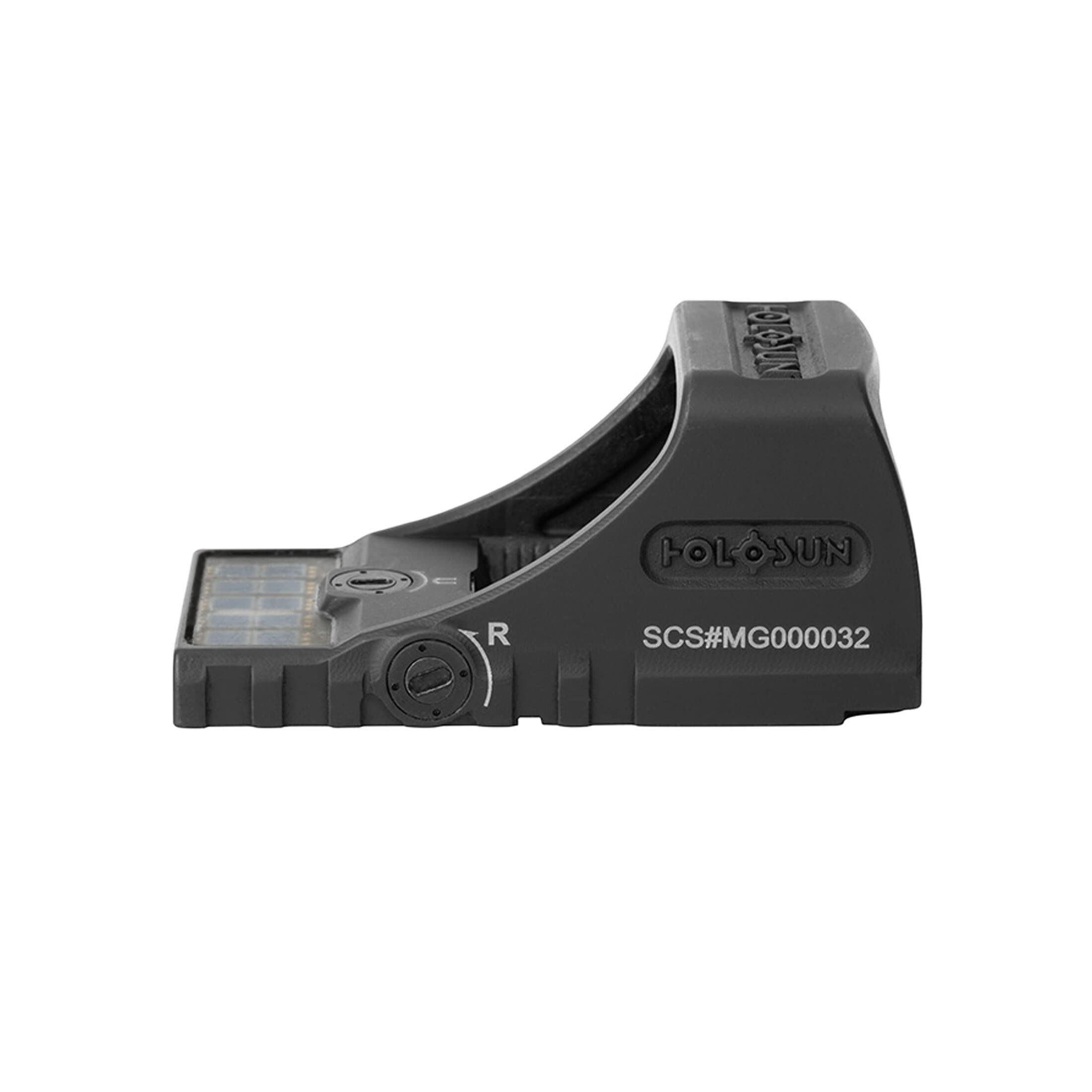Holosun SCS-MOS-GR 70154184 Visière réfléchissante ouverte + point 2MOA interchangeable, 32MOA, cercle de réticule cellule solaire, noir, chasse, tir sportif, airsoft tactique, mini