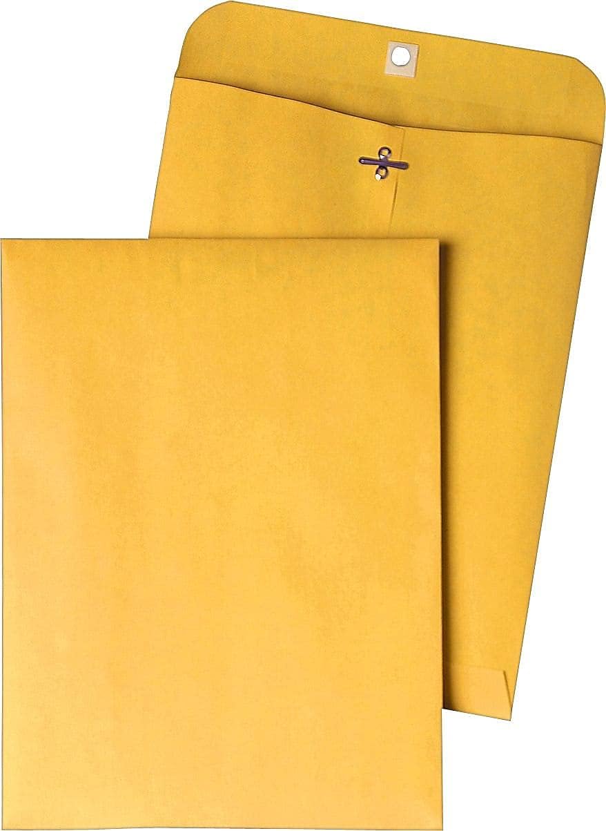 Quality Park 37793 Clasp Envelope, 9 1/2 x 12 1/2, 32lb, Brown Kraft, 100/Box