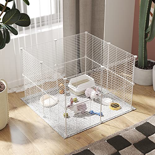C&Ahome Pet Playpen, Small Animals Supplies, 16 Panels Exercise Playpens Cage, C Grids Portable Yard Fence Indoor, Ideal For Guinea Pigs, Pet Products, Diy Metal Yard Fence, 12" × 15" White Uppm3416W #TOP1